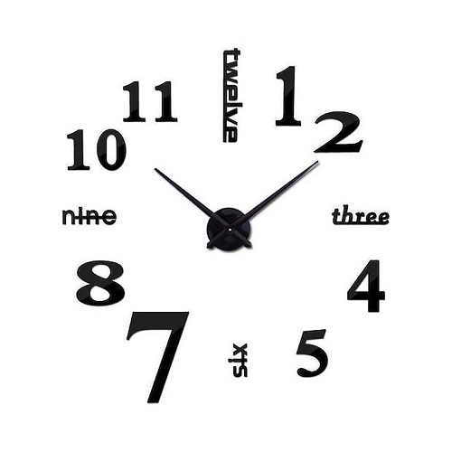 Ρολόι τοίχου με αυτοκόλλητα ψηφία 3D Μαύρο 60x60cm Z015 - Μοντέρνος Σχεδιασμός με Προσωπική Πινελιά