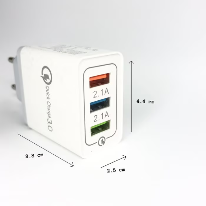 Φορτιστής Τοίχου USB Quick Charge 3.0 – 3 Θύρες, Ταχεία Φόρτιση για Πολλαπλές Συσκευές - Image 2