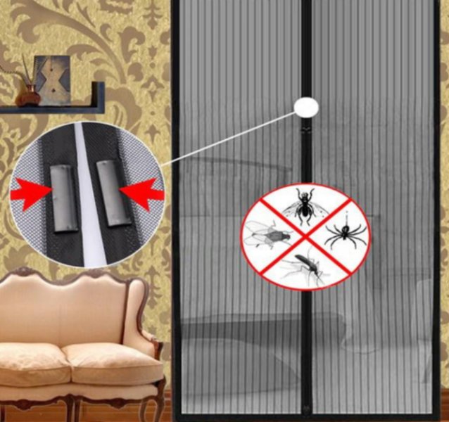 Μαγνητική κουρτίνα σίτα για πόρτες και παράθυρα – 120×240εκ, Μαύρη OEM